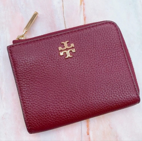 Tory Burch Carter Zip Coin Case Wallet In Imperial Garnet One Size - Picture 1 of 8